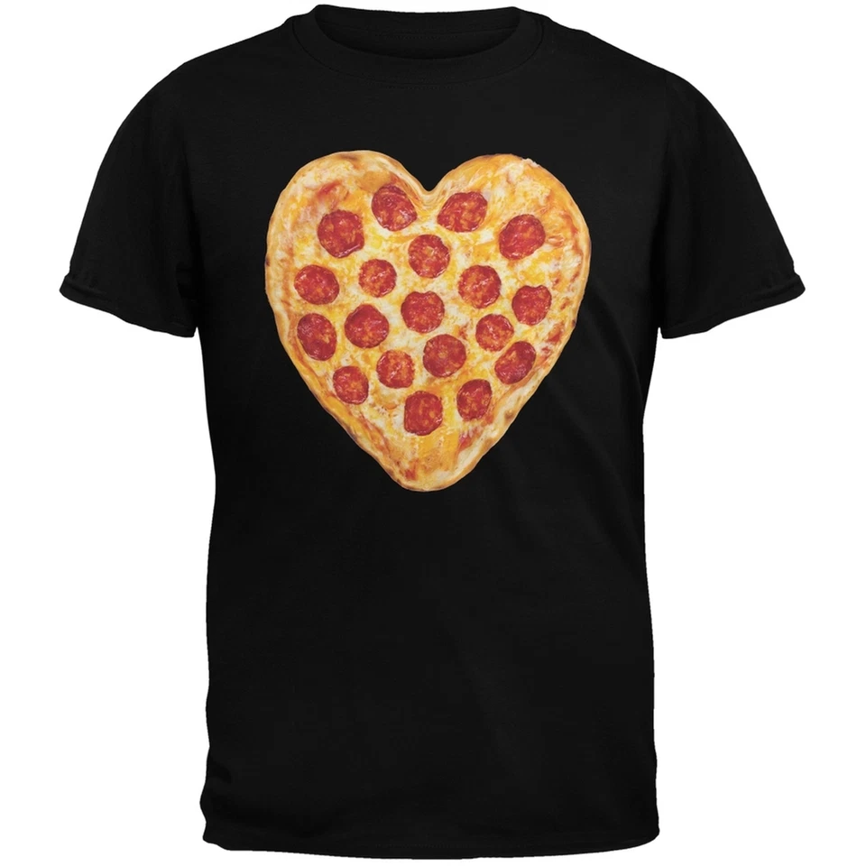 Camiseta negra Pizza Heart para adulto Foto 1 de 1