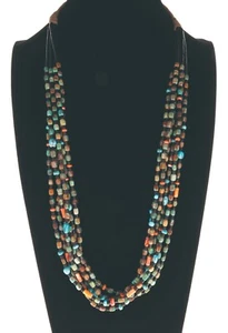 6-Strand Multi-Color Square Cut Bead & Jet Heishi Necklace By Daniel Coriz - Picture 1 of 3