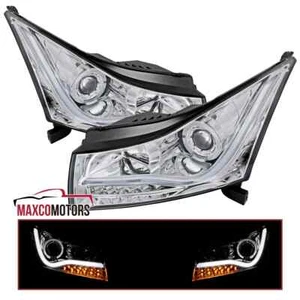 Projector Headlights Fits 2011-2015 Chevy Cruze Halo LED Strip Signal Lamps L+R - Picture 1 of 7