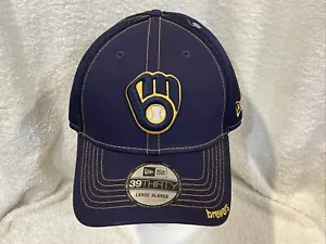 SWEET Milwaukee Brewers Men's Sz L/XL New Era 39thirty Flex Fit Blue Hat, NWT! - Picture 1 of 4