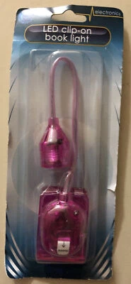 Flexible LED Clip On Book Reading Light Pinkish Purple Batteries Non-Replaceable - Image 1 of 2
