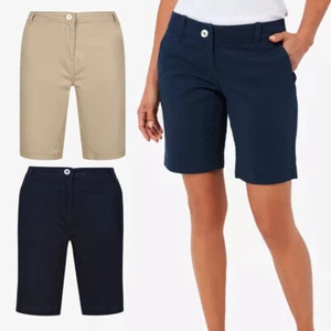 Mujeres Damas Chino Pantalones Cortos Bolsillos Hasta la Rodilla Verano Algodón Informal Pantalón - Imagen 1 de 11