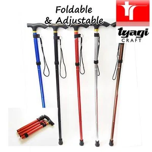 Bastón de caminar plegable ajustable con mango de bastón de viaje aluminio metal plegable - Imagen 1 de 17