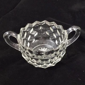 Fostoria American Clear Glass Early American Open Sugar Bowl 2 Handles 3-1/4" - Picture 1 of 5