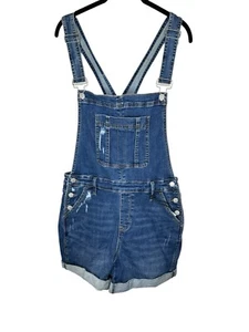 NWT Judy Blue Womens Shortalls Large Distressed Denim Stretch Pockets Blue - Picture 1 of 11