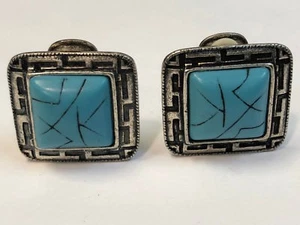 Fashion Women's Silver Tone Square Clip On Earrings - Picture 1 of 11