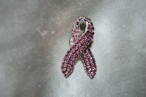 Pink Crystal Breast Cancer Ribbon Pin Tie-Tac Lapel Healthcare Nurse RN BC10 - Picture 1 of 3