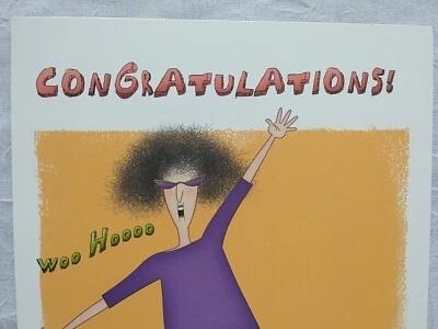 FUNNY Cartoon Congratulations Card Frizzy haired woman  Murray Original Art - Image 1 of 4