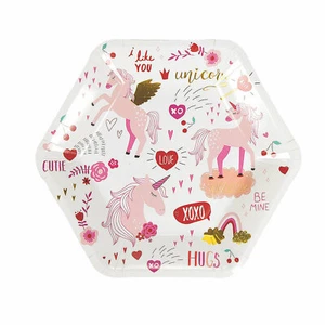 Valentine Unicorn Paper Dinner Plates, 8 Ct., Party Supplies, 8 Pieces - Picture 1 of 1