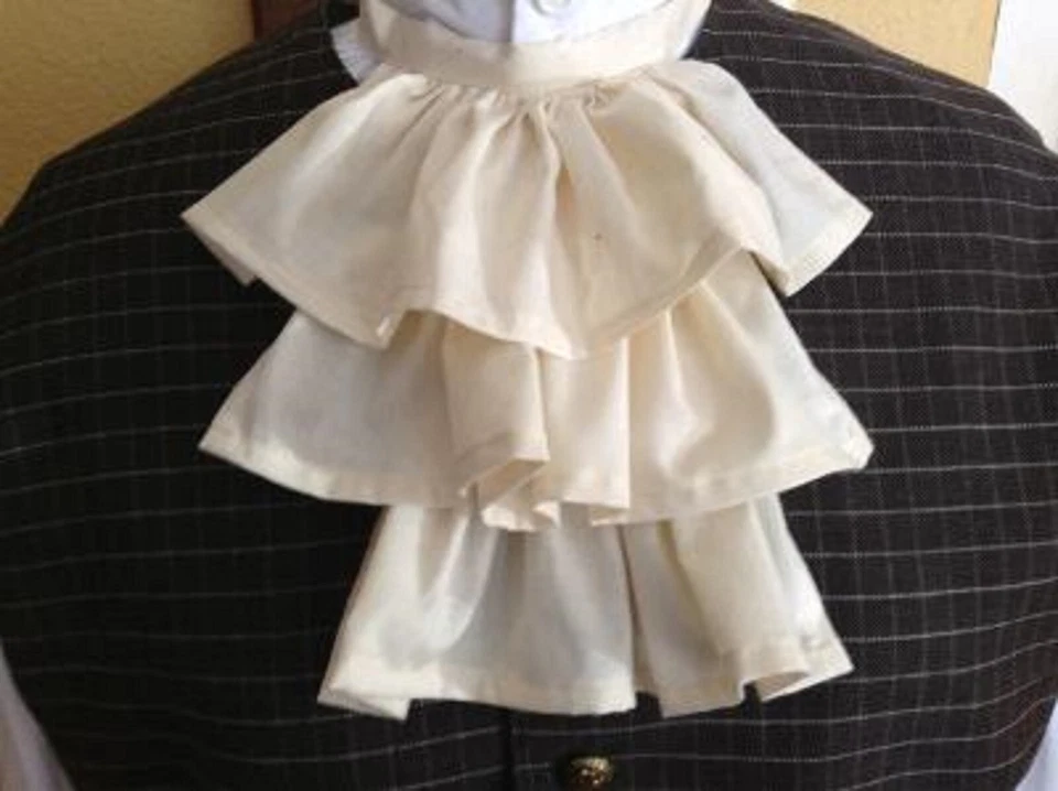 Hombre/Unisex Colonial 1700 Color Natural 3 Niveles Algodón Jabot/Ascot Accesorio Foto 1 de 1