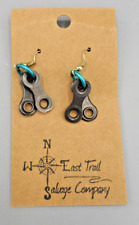 East Trail Salvage Company Gunmetal Earrings Chain Links Turquoise Ring