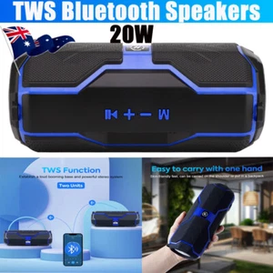 20W Dual Speaker Wireless Bluetooth Bass Portable Subwoofer Rechargeable TF/FM - Picture 1 of 18