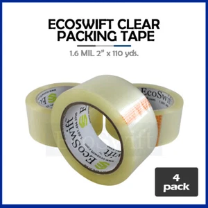 4 ROTOLI EcoSwift Scatola di Cartone Sigillante Imballaggio Nastro Imballaggio 1,6mil 2" x 330 piedi - Foto 1 di 6