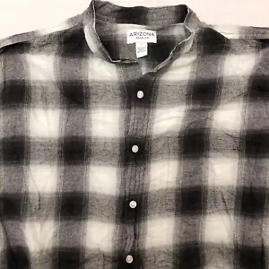 Arizona Jean Co Tartan Flannel Casual Button Up Shirt Mens Size L White Black - Picture 1 of 10