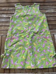 Lilly Pulitzer Girls Dress 7 Circus Dogs Seal Poodle Green Pink Sleeveless Vtg - Picture 1 of 7