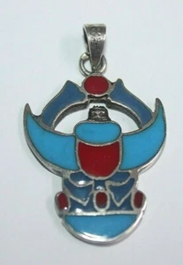 Amuleto escarabajo faraónico plata de ley 925 colgante coral rojo lapislázuli... - Imagen 1 de 5
