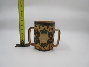 Antigua taza de cerámica Doulton Lambeth Inglaterra Stein con asas triples - Imagen 1 de 6
