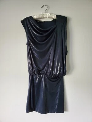 Vestido All Saints Amelia Foil Carbón Slinky Drapeado Asimétrico Talla EU 36/US 4 Foto 1 de 4