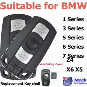 2XReplace Remote Key Shell Case Fob for BMW 1 3 5 6 Series X5 With Battery Cover - Picture 1 of 8