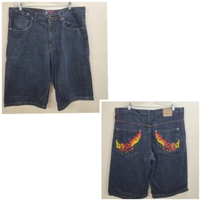 Красная обезьяна Jean шорты мужчин 40 синий джинсовой ткани вышитые карманы молнии - Изображение 1 из 4