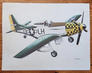 Avión Mustang North American P-51D impresión sin marco 8,5x11" John Batchelor 1979 - Imagen 1 de 3