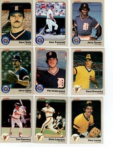 1983 FLEER BASEBALL- complete your set 251-500