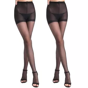2 Pairs Women's Toeless Pantyhose - 20D Open Toe Sheer Tights with Control To... - Picture 1 of 5