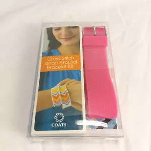 Coats Pink Cross Stitch Wrap Around Bracelet Kit with 4 Patterns New Sealed - Picture 1 of 2