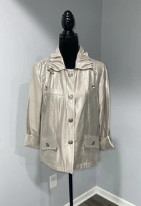 Ruby Rd Silver metallic lightweight summer jacket size 10 women’s - Picture 1 of 15