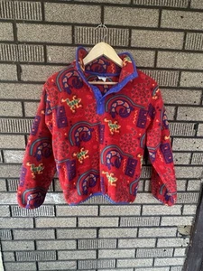 L.L. Bean Children’s Pull Over Snap Fleece Vintage 90’s Size Medium Unisex Red - Picture 1 of 9