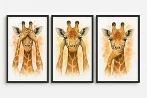 JUEGO DE 3 JIRAFA HABLAR ESCUCHAR NO VER EL MAL A4 IMPRESIÓN IMAGEN ARTE DE PARED DECORACIÓN DEL HOGAR - Imagen 1 de 6