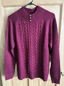 Karen Scott Damen L Perlen Stehkragen Langarm Zopfmuster Pullover Neu mit Etikett - Bild 1 von 10