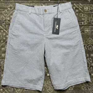 Vineyard Vines Breaker Shorts NWT Boys 16 Blue White Striped Seersucker Preppy - Picture 1 of 10