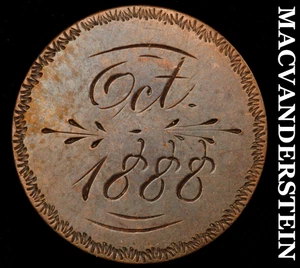 Liebesmedaille: 1888 Indian Head Cent - "Okt. 1888" - rar ohne Reserve #F8281 - Bild 1 von 2