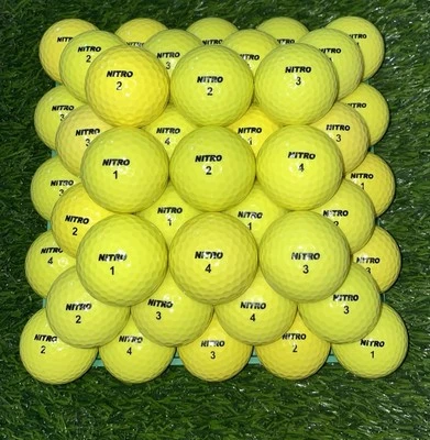 50 pelotas de golf amarillas NITRO 5A/4A usadas como nuevas Foto 1 de 2