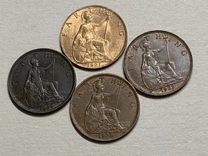 Great Britain 1921,1926,1928,1932 Farthings AU & Better SKU#36153 - Picture 1 of 3