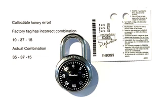 Raro Coleccionable - Error de Fábrica en Etiqueta Master Lock 1525 V30 Combinación - Imagen 1 de 4