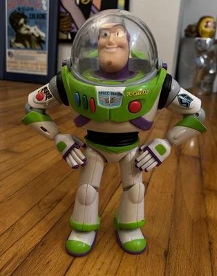 巴斯光年人偶 12 英寸签名收藏 Thinkway 玩具工作灯声 — 第 1/4 张图片