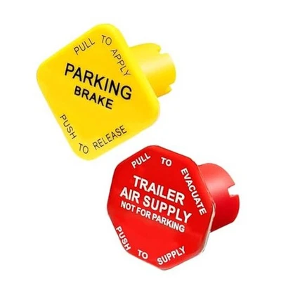 298818N Parking and Air Brake Knobs 298817N 298818N Yellow Semi Truck Parking  - Image 1 of 4