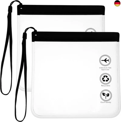 AMABRO 2 Stück 1L Liter Flugzeug Handgepäck, 20 x 20 cm Kulturbeutel Transparent Z