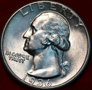 πΊπΈ Uncirculated 1936 Philadelphia Mint Silver Washington Quarter USA - Picture 1 of 2