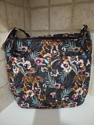 NWT Vera Bradley XL Crossbody Bali Jungle Floral Tiger Print Tropical Black - Image 1 of 4