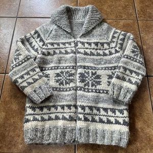 VTG Cowichan Sweater Siwash Hand Knit Wool Gun Thunderbird Hunting Dog Pheasant - Picture 1 of 9
