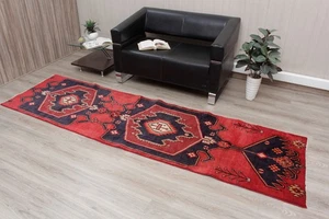 Alfombra de corredor turca 3x9 hecha a mano alfombra de corredor roja de lana, 2'7" x 9'6" - Imagen 1 de 17