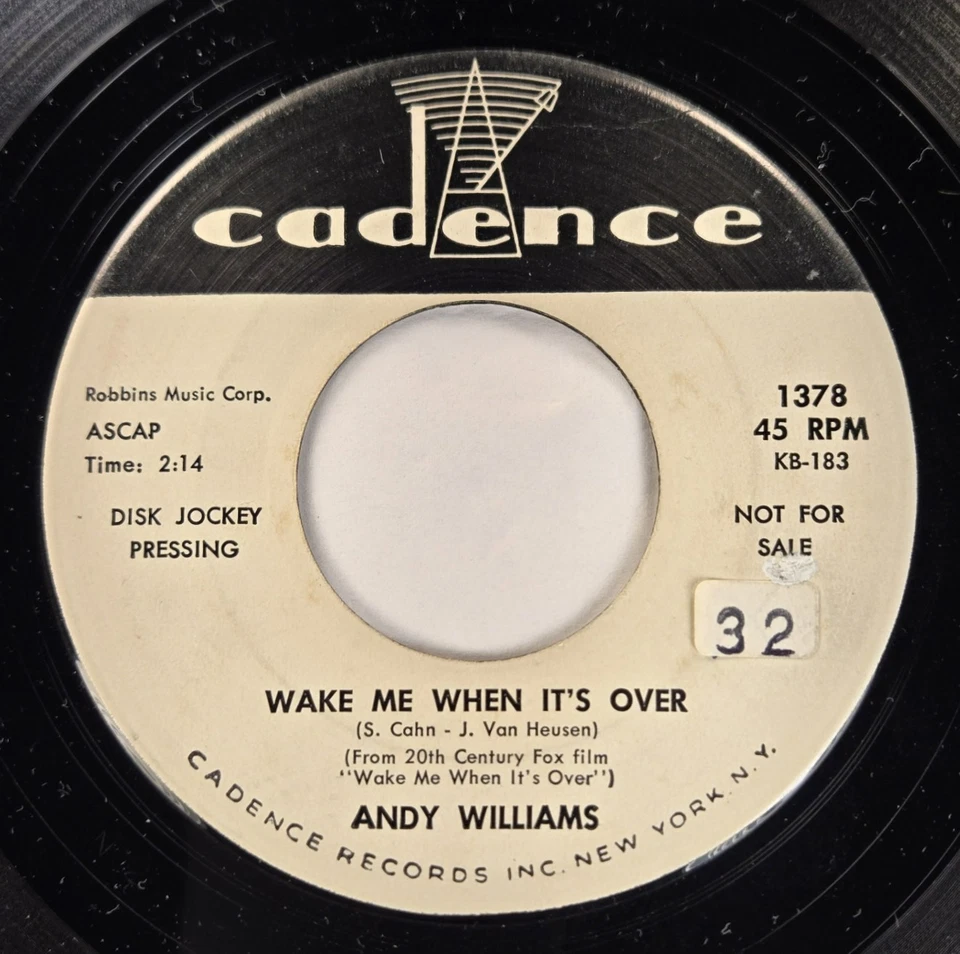 Andy Williams – Wake Me When It's Over / We Have a Date - 1960 Promo Release - Image 1 of 4