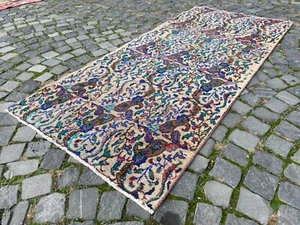 Antique rug Runner rug Turkish rug Bohemian rug Handmade rug Oushak rug - Picture 1 of 10