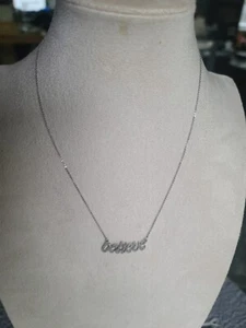 Diamond sterling Silver "believe" Signed MI (Star) 16" Necklace NWOT - Picture 1 of 10