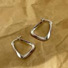 Geometric Silver Plated Earrings Hoop Dangle CZ Drop Wedding Women Jewelry Gift