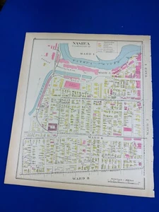 1892 NASHUA, NH Map D.H. Hurd Nashua Mfg Co., American Bobbin, Spools & Shuttle - Picture 1 of 23