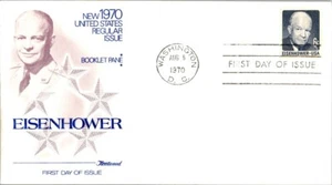 Dwight D Eisenhower Booklet Pane 1970 First Day FDC Fleetwood Cachet Unaddressed - Picture 1 of 1